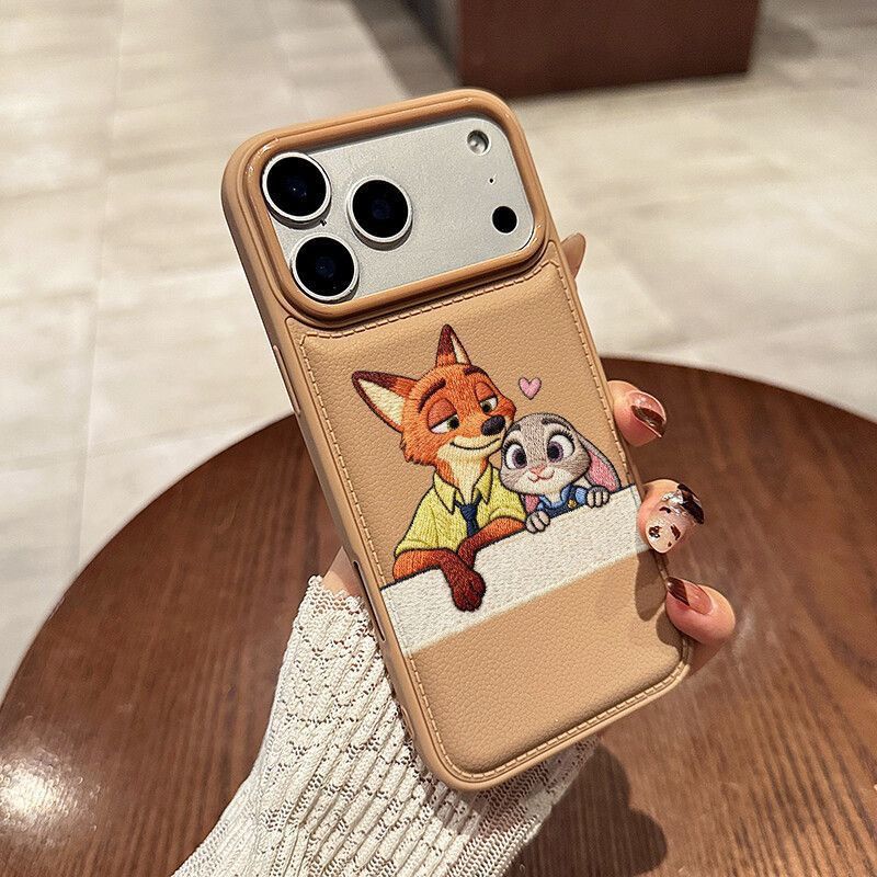 Cute Love Cartoon Couple Back Cover – Premium Soft Leather Finish for iphone 17 series