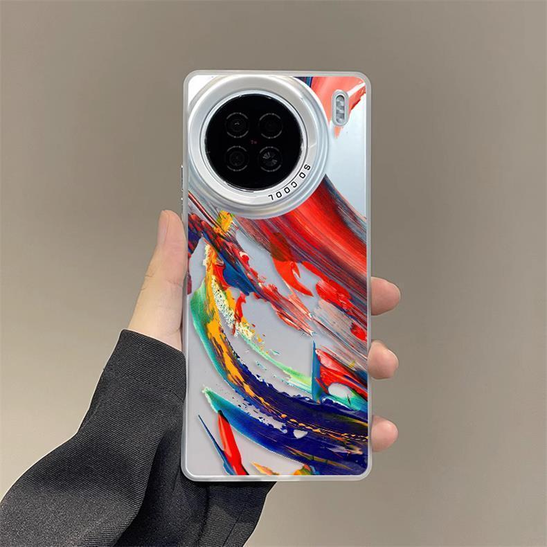 Redmi K80 / K80 Pro / K80 Ultra Abstract Brushstroke Art Printed Case (Black/White/Purple/Green Ring